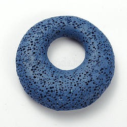 Synthetic Lava Rock Big Ring Pendants, Dyed, Royal Blue, 50x11mm, Hole: 19mm