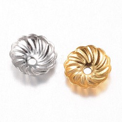 304 Edelstahl Perlenkappen, Blume, Mischfarbe, 7x1.5 mm, Bohrung: 1 mm