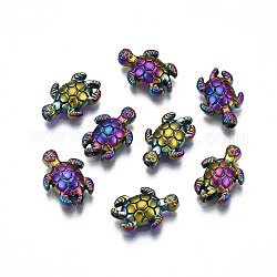 Perline in lega di colore arcobaleno con placcatura a cremagliera, cadmio & nichel &piombo libero, tartaruga, 13x9x3.5mm, Foro: 1.2 mm