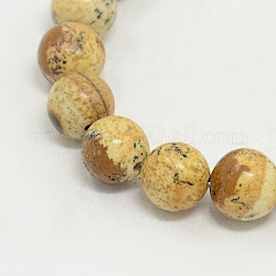 Bildjaspisses runde Perlen-Stränge, Kamel, 8 mm, Bohrung: 0.8 mm, ca. 48 Stk. / Strang