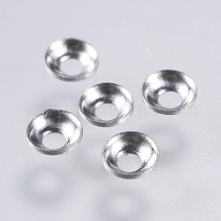 Apetalous 316 Perlenkappen aus chirurgischem Edelstahl, Edelstahl Farbe, 3x1 mm, Bohrung: 1 mm