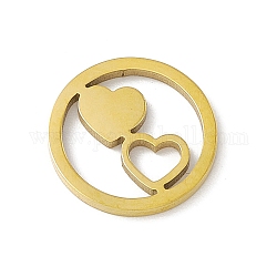 Anneaux de liaison en acier inoxydable saint valentin 304, anneau avec double coeur, or, 12x1mm