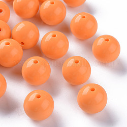 Abalorios acrílicos opacos, redondo, naranja, 20x19mm, agujero: 3 mm