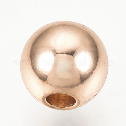 Brass Spacer Beads, Round, Rose Gold, 6x5mm, Hole: 1.8mm