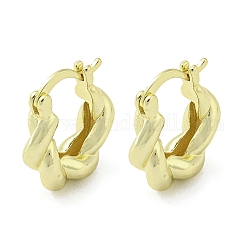 Rack Plating Brass Twist Rope Hoop Earrings, Cadmium Free & Lead Free, Real 18K Gold Plated, 23.5x7mm