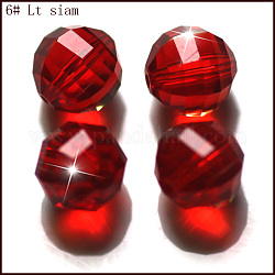 Имитация австрийских кристаллов, класс AAA, граненые, круглые, красные, 6 мм, отверстие : 0.7~0.9 мм
