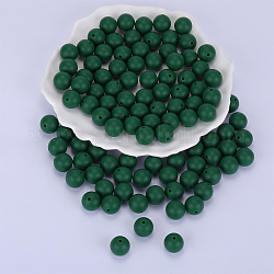 Perles focales rondes en silicone, perles à mâcher pour les jouets de dentition, Diy soins infirmiers colliers faisant, vert foncé, 15mm, Trou: 2mm