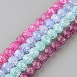 Synthetic Crackle Quartz Beads Strands, Round, Dyed, Mixed Color, 8mm, Hole: 1mm, about 50pcs/strand, 15.7 inch