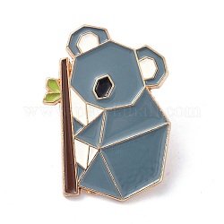 Pasador de esmalte de koala de origami, broche de esmalte de aleación para ropa de mochila, dorado, acero azul, 32x23x9.5mm