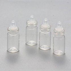 Flacons en verre, avec bouchon en plastique, souhaitant des bouteilles, pour le stockage des perles de rocaille, clair, 28~29x11mm, Trou: 3mm, capacité: 1.5 ml (0.05 oz liq.)