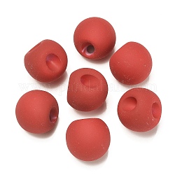 Perles acryliques caoutchoutées, ronde, top foré, rouge indien, 18x18x18mm, Trou: 3mm
