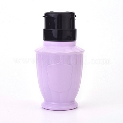 Bouteille de pompe de presse en plastique vide, dissolvant de vernis à ongles propre, avec capuchon rabattable, violet, 13.2x6.8 cm