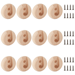 Chgcraft 12 juegos de zócalo de poste de armario de madera de haya, soporte de barra de línea, soporte del extremo de la barra del armario, con tornillos, plano y redondo, burlywood, 58x18mm, agujero: 4 mm