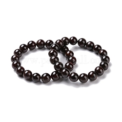 Braccialetto elasticizzato con perline rotonde in granato naturale, gioielli con pietre preziose per le donne, diametro interno: 2-1/8~2-3/8 pollice (5.5~6.1 cm)