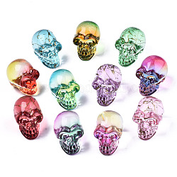 Decoraciones de exhibición de vidrio k9, cráneo, para halloween, estilo mezclado, color mezclado, 22x18x26mm