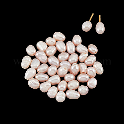 Nbeads 40 Stück halbgebohrte Süßwasserperlenperlen, ca. 6.5~7.5mm lila Reisform natürliche Süßwasserperlen lose Zuchtperlen Charms Perlen für Ohrringe Anhänger Schmuckherstellung, Klasse AA