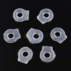 Comfort Silicone Clip on Earring Pads, Soft Anti-pain Pocket Style Cushions for for Clip-on Earrings, Clear, 7x6x2mm, Hole: 0.5x3mm and 2.5mm