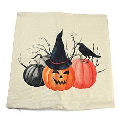 Sackleinen halloween kissenbezug, quadratischer Kissenbezug, für Schlafsofa Dekoration, Kürbismuster, 45x45x0.5 cm