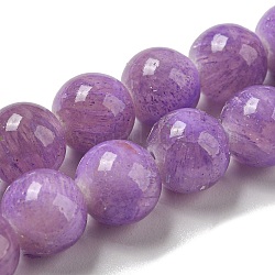 Tinti giada naturale perline fili, tondo, viola medio, 8mm, Foro: 1.2 mm, circa 49pcs/filo, 15.55 pollice (39.5 cm)