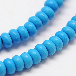 Brin de perles rondelle synthétique turquoise teint, bleu profond du ciel, 6x4mm, Trou: 1mm, à propos 95pcs / srtand, 15.7 pouce