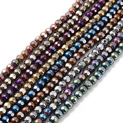 Chapelets de perles en hématite synthétique électrolytique sans magnétiques, facette, ronde, couleur mixte, 6~6.5x5~5.5mm, Trou: 1.4mm, Environ 73 pcs/chapelet, 15.59~15.75 pouce (39.6~40 cm)
