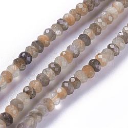 Brins de perles de sunstone noirs naturels, facette, rondelle, 4.9~5.5x3~3.5mm, Trou: 1mm, Environ 113 pcs/chapelet, 15.2 pouce (38.7 cm)