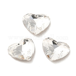 Cabujones de cristal de rhinestone, punta trasera y trasera plateada, facetados, corazón, cristal, 7x8x3mm
