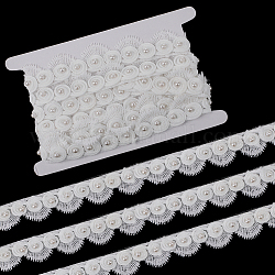 Gorgecraft 2.7~3 verges de dentelle de polyester, ruban de dentelle de fleurs avec des perles d'imitation, blanc, 1-1/4 pouce (31 mm)