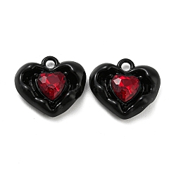 Charms de vidrio aleación, sin plomo y el cadmio, corazón, negro, 14.5x15.5x5mm, agujero: 1.8 mm