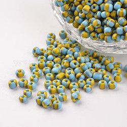 8/0 perles en verre de couleurs opaques, perles rondes de semences, bleu ciel, 2.5~3x2~3mm, Trou: 0.8mm, environ 1666 pcs/50 g