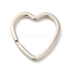 Anelli portachiavi di ferro, accessori di chiusura portachiavi, cuore, platino, 31x31x3mm