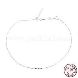 925 bracelets torsadés en argent massif, bracelets de perles bricolage réglables pour femmes, avec tampon s925, couleur d'argent, 7-1/8 pouce (18 cm)
