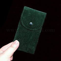 Bolsa de almacenamiento de reloj de terciopelo rectangular, caja de reloj portátil color morandi, paquete individual de bolsa de joyería de terciopelo, verde oscuro, 13x7 cm