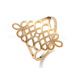 Выдалбливают китайский узел 304 перстень из нержавеющей стали для женщин, золотые, внутренний диаметр: 17 мм