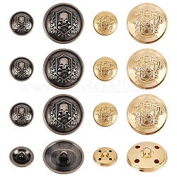 OLYCRAFT 48pcs Metal Blazer Button Set 4-Style Emblem Crest Vintage Shank Buttons Round Shaped Metal Button Set for Blazer Suits Coat Uniform and Jacket - Antique Silver & Golden