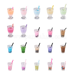 Beadthoven Plastic Resin Pendants, Imitation Bubble Tea Shape, Mixed Color, 40pcs/set