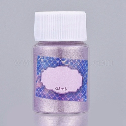 Poudre de perle de pigment de mica nacré, pour la résine UV, fabrication de bijoux artisanaux en résine époxy et nail art, lilas, bouteille: 29x50 mm, environ 6~7 g / bouteille