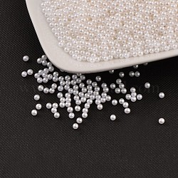 Abalorios de acrílico de la perla de imitación, ningún agujero, redondo, blanco, 2.5mm, aproximamente 1086 unidades / 10 g