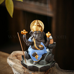 Porcelain Incense Burners, Ganesha Incense Holders, Home Office Teahouse Zen Buddhist Supplies, Light Blue, 90x120mm
