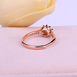 925 Sterling Sliver Adjustable Rings, with Clear Cubic Zirconia, Rose Gold