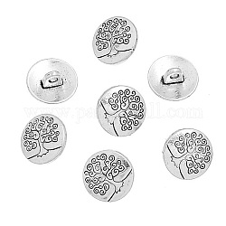 Кнопки из металлического сплава цинка, плоские круглые с дерева жизни, античное серебро, 14.5x7 мм, отверстие : 2.5 мм
