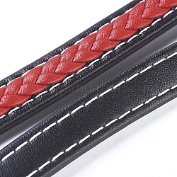 Doppelstöckige Micro Fibe Lederimitatschnur, flache geflochtene Lederschnur, für die Herstellung von Halsketten- / Armbandschmuck, rot, 12x6 mm