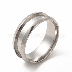 201 ajuste de anillo de dedo ranurado de acero inoxidable, núcleo de anillo en blanco, para hacer joyas con anillos, color acero inoxidable, diámetro interior: 19 mm, Ranura: 4.1mm