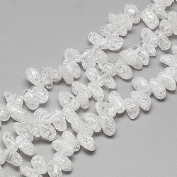 Natürliche Crackle Quarz Kristall Perlen Stränge, Chip, 10~15x7~9x5~8 mm, Bohrung: 1 mm, ca. 84 Stk. / Strang, 15.7 Zoll