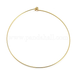 Vakuumbeschichtung von 202 Halskette aus Edelstahldraht, Starre Halskette für Damen, golden, Innendurchmesser: 5.55 Zoll (14.1 cm)