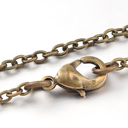 Cadena de cable de hierro hacer collar, con cierre de langosta, Bronce antiguo, 17.9 pulgada