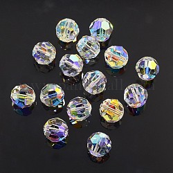 Austrian Crystal Beads, 10mm Faceted Round, Crystal AB, hole: 1mm