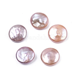 Perlas de keshi barrocas naturales, Abalorios de agua dulce, ningún agujero, plano y redondo, cardo, 12.5~13x12.5~13x5~6mm