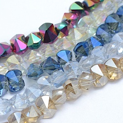 Electroplate Glass Beads Strands, Faceted, Rectangle Bicone, Mixed Color, 3x4x3.5mm, Hole: 0.6mm, about 150pcs/strand, 19.6 inch(50cm)