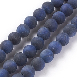 Natürlichen Tigerauge Perlen Stränge, gefärbt und erhitzt, matt, Runde, marineblau, 4 mm, Bohrung: 0.8 mm, ca. 97 Stk. / Strang, 15.5 Zoll (39.5 cm)